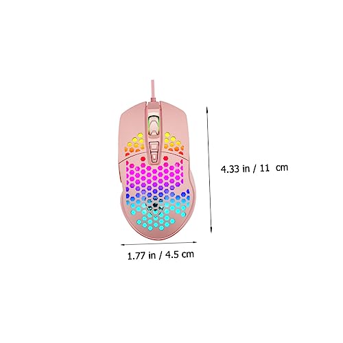 Souris de jeu creuse USB 6 boutons : souris lumineuse rose pour ordinateur - 3