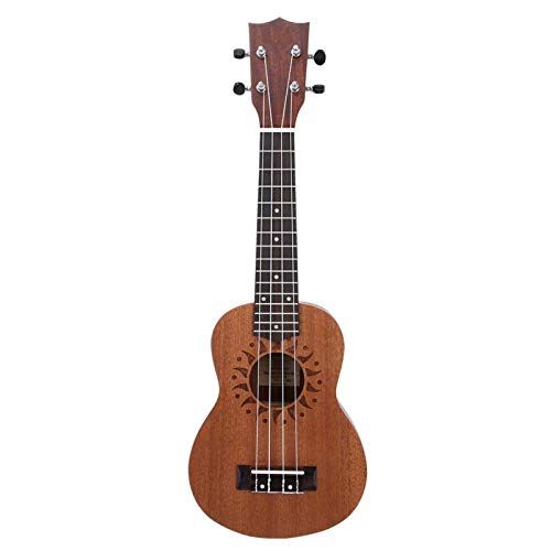 21in Sapele Ukulele 4 Saiten Hawaii Gitarre Musikinstrument für Kinder Schüler Anfänger Erwachsene(Sun Flower Round Sound Hole) Cover