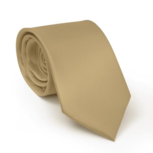 Image of Men's Classic Satin 3.15 inch Soild Color Necktie Wedding Business Tie & Gift Box