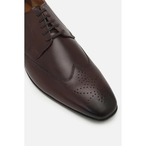 Image of Louis Philippe Men Premium Leather Breathable Lining Material Anti Slip with Heel TPR Sole Formal Derby Shoes