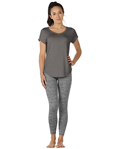 Image of icyzone Open Back Yoga Shirts for Women - Exercise Workout Tops, Athletic Short Sleeves, Running T-Shirts Loose Fit