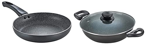 Prestige Omega Deluxe Granite Kadai, 260mm, Black+Prestige Omega ...