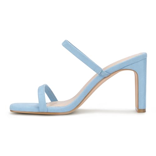 Image of Carcuume Women's Square Toe Two Strap Open Toe Block Heels Sandals Slip On Shoes