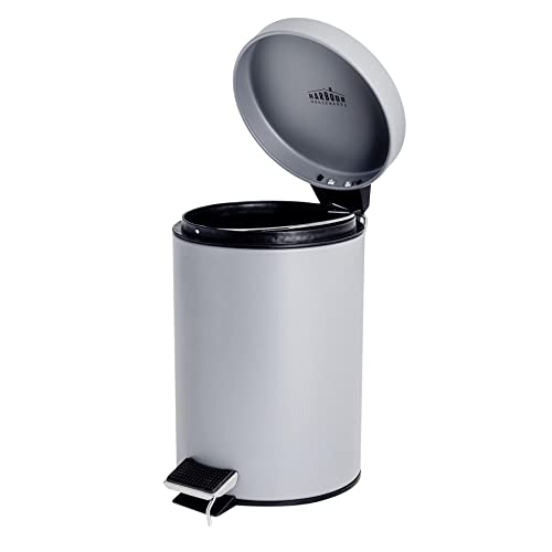 Harbour Housewares 3L Bathroom Bin - Grey - Round Stainless Steel Pedal Bin Slim Kitchen Rubbish Trash Can Garbage Dustbin with Lid and Inner Liner Bucket - Image 5
