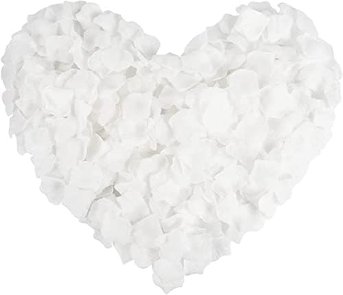 IXIGER Rose Petals,1000 Pcs Aritificial Rose Petals,White Rose Petals,Artificial Silk Rose Petals Unscented Non-Woven Flower Petals for Wedding Propose Romantic Party Event Decoration(White)