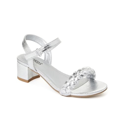 Image of FabKids Girls Braided Open Toe Ankle Strap Flat Lightly Padded Sandals Summer Holiday Party Dress Shoes for Toddler Little Kid Big Kid
