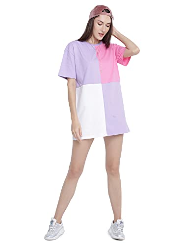 BLANCD Women’s Pure Cotton Casual Oversized Round Neck Drop Shoulder Tshirt