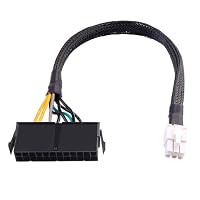 ELFJMZP Desktop ATX-Netzteil-Adapterkabel, 24-poliger auf 6-poliger quadratischer Anschluss, 30CM geflochtene 18AWG, kompatibel mit Inspiron/Optiplex/VOSTRO