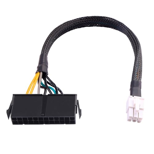ELFJMZP Desktop ATX Power Supply Adapter Cable,24-Pin to 6-Pin Square Connector,30CM Braided 18AWG,Compatible with Inspiron/Optiplex/VOSTRO