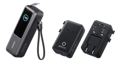 Anker Laptop Power Bank (25000mAh, 165W, 100W USB-C Ports) & Anker Nano Adattatore Universale da Viaggio (5 Porte)