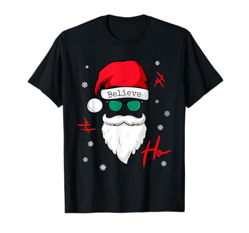 Funny Merry Christmas Believe in Santa Claus Family Matching T-Shirt