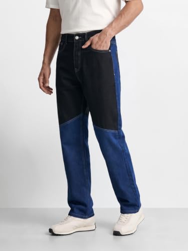 Image of The Indian Garage Co Men Baggy Cut & Sew Mid-Rise Stretchable Jeans