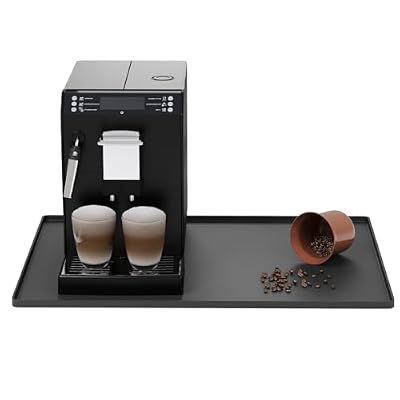 Silicone Coffee Mat with Raised Edges, 20'' x 15'', Keep Tidy for Countertops, Accessories Fit Under Coffee Maker Espresso Machine, Dish Drying Mat, Baking Mat (Black)