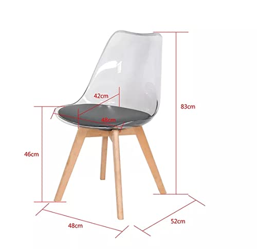 Image of Dream Furnishing - Set of 4 Scandinavian Modern Style Mid Century Modern Dinning Room Cafe Hotel Office Wooden Legs Chair (Transparent White Seat)