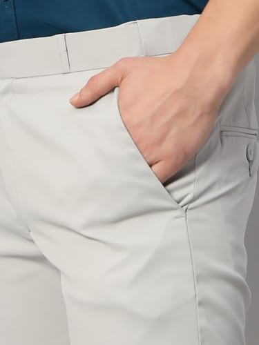 Image of Vogaan Formal Pant with Expandable Waist for Men | Men's Cotton Regular Fit Flat Front Pant for Party and Casual Wear