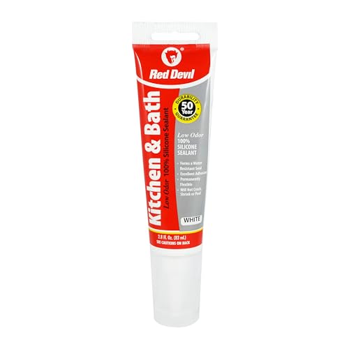 Image of Red Devil 0883 Kitchen & Bath Low Odor Silicone Sealant, 2.8 Oz Squeeze Tube, White, Pack of 1