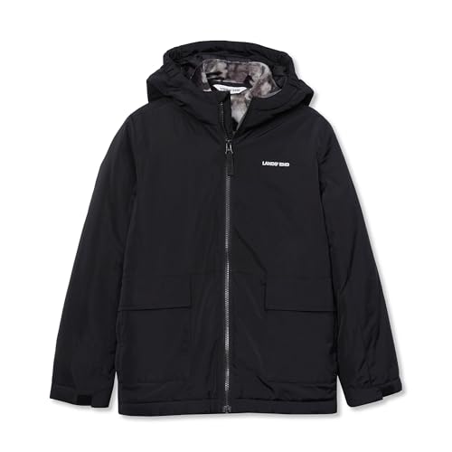 Lands' End Kids Water Resistant Insulated 3 in 1 Jacket Small Black/Gray Camo