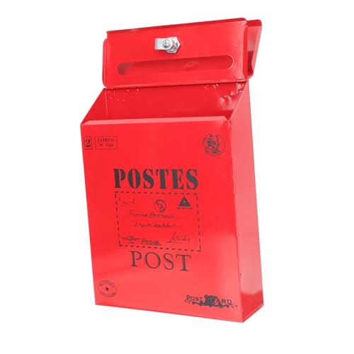 CTIRCHIU Wall Mount Mail Box Vintage Letter Post Box Iron Mailbox Locking Mailbox for Office Home