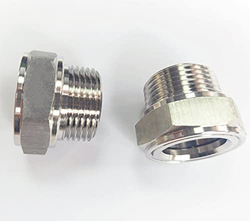 Compressor Oil Sight Glass 1/2 NPT Male Hex Head Stainless Steel Oil Sight Glass Liquid Level Gauge Oil Indicator Window For Air Compressor Gearbox Hydraulic Tank Sight Glass (1/2\'\' NPT Male)