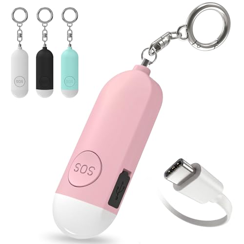 Qosea 130dB 防犯ブザー搭載 紛失防止タグ iOS/Android 両対応 LED ライト Type-C 充電 GPS 追跡 鍵財布子供ペット迷子防止 最長 6 ヶ月待機 ピンク