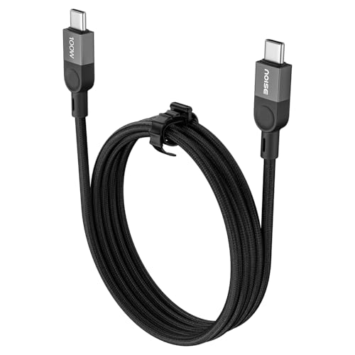 Image of Noise GaN Charger 100W + 1.7M Type-C to Type-C 100W Braided Cable Combo : 4 Ports (3 USB-C Type, 1 USB-A), Super Fast Laptop Charging, PD 3.0, Supports All iPhones, Android (Black)