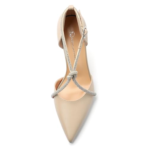 Women Rhinestone Heels Kitten High Pumps Pointed Toe Sparkly Sexy Wedding Dress Shoes 3.3''3