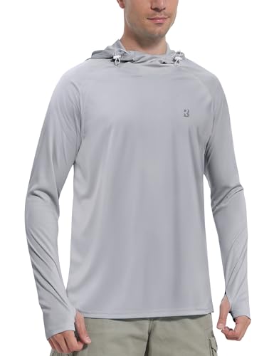 Roadbox UPF 50+ Sun Protection Hoodie Shirt, Outdoor Fishing SPF UV Long Sleeve Shirts, Quick Dry Hiking Running Rash Guard