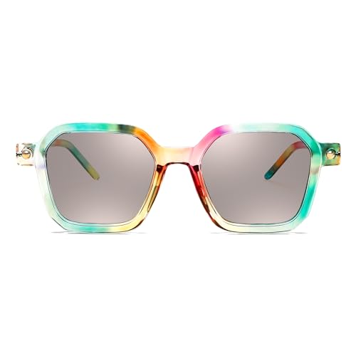 FEISEDY Vintage Square Sunglasses Men Women Classic Retro Trendy Large Frame UV400 Sun Glasses B01542