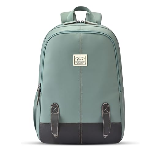 Image of Gear Eco Classic 16 inch /20L Medium Water Resistant Faux Leather Daypack | Casual Backpack | Travel Bag for Men /Women (Pista Green - Brown)