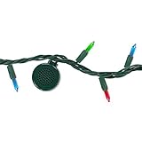 Bright Tunes Decorative String Lights with Bluetooth Speakers, Traditional Tip 3-color Incandescent, Green Cord