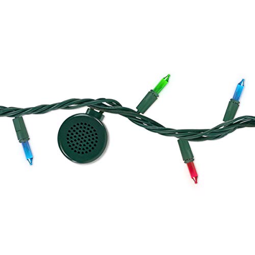 Bright Tunes Decorative String Lights with Bluetooth Speakers, Traditional Tip 3-color Incandescent, Green Cord