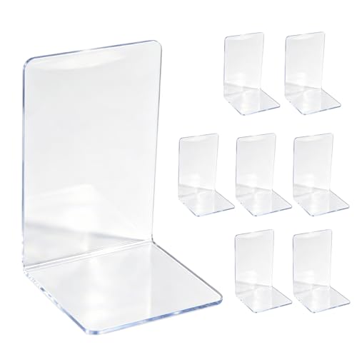 BieMian 8 Stück Buchstützen aus Acryl transparente Bücherhalter 10x10x13 cm rutschfeste Bookends für Regal Büro Kinderzimmer & Homeoffice