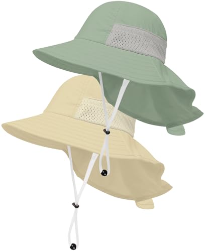 Image of Toddler Baby Sun Hat Kids Summer UPF 50+ for Boys Girls Adjustable Beach Hats with Bucket Wide Brim Age 1-7 Years