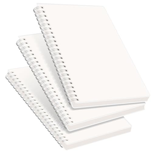 RETTACY Blank Journal Notebook, 3-Pack, 160 Pages per Pack, A5 Medium Size (5.7'' × 8.3''), 100 GSM Thick Paper, Spiral-bound, Flexible Plastic Cover, for Sketching, Drawing, Painting