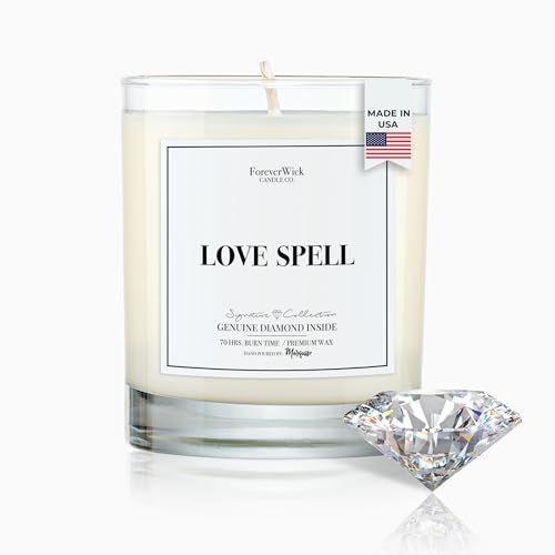 Love Spell Lush Fruit Surprise Candle with Diamond Inside | Foreverwick Candles | Scented Soy Candles Gifts for Women Aromatherapy Candle | Organic Soy Candle 14oz | 70h