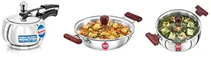 Hawkins Contura Induction Compatible Inner Lid Pressure Cooker, 1.5ltr &Hawkins Tri-Ply Induction Compatible Deep-Fry Pan with Lid, 2.5ltr &Hawkins Tri-Ply Induction Compatible with Lid, 3ltr