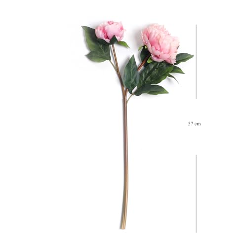 Image of PURE HOME + LIVING Pink Faux Peony Spray (Made of Plastic, Wire and Fabric) for Home, Office and Living Room Decorations (Without Vase)(Height-57cm) Pack of 1