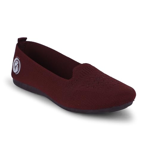 Image of Women Lightweight Knitted Ballerina Flats Slipon Dusty Mauve Comfort Fitx2