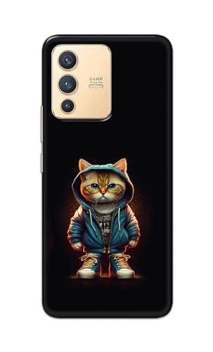Image of PRINTFIDAA Printed Hard Back Cover Case for Vivo V23 5G Back Cover (Hipster Cat) -112