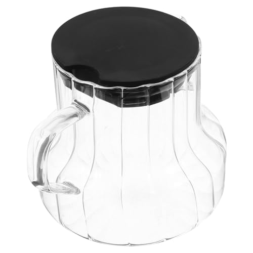 STOBAZA Glass Coffee Carafe with Lid Decanter for Brewing Coffee Tea Stylish Vertical Stripes Design for Home Gatherings Daily Use Easy to Clean and Maintain