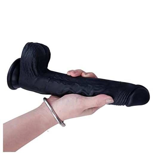 FGAER 25CM Cồnsõlädồr Gigante Negro Cønsõlädørês Sêxừäles Mujer Sīlīcõnä Põlläș para Mujeres Suaves con Gländě Věnäs y Věntộsäs, Dîldõ Gräñdẹ Sẹxõ Jừgừẹtẹs Pareja