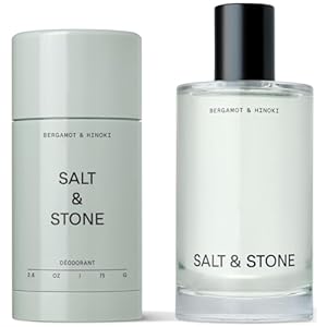 Salt & Stone Signature Scent Duo Set | 48 Hour Aluminum-Free Deodorant & Hydrating Body Mist | Skincare-Infused Deodorant & Body Spray | Bergamot & Hinoki