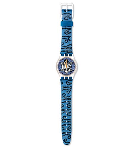Swatch Męski zegarek na rękę Turtle Turn Supk106 z plastikowym paskiem, Wielobarwny/niebieski, Pasek