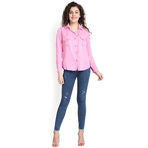 Image of C.Cozami Casual Long Sleeves Double Pocket Women's Rayon Shirts