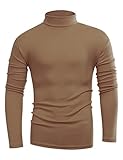 Beauhuty Men's Long Sleeve Sleeveless Lightweight Turtleneck Top Pullover (Coffee,L)