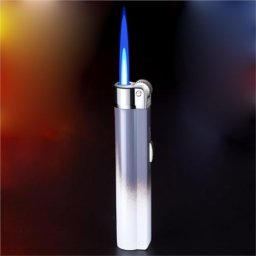 Encendedor portátil de metal resistente al viento con llama regulable y carga de butano 2