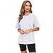 Womens Oversized Cotton T Shirts Crewneck Short Sleeve Tops Heavyweight Casual Loose Fit Drop Shoulder Fashion Tees White