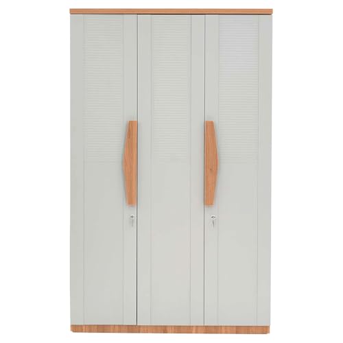 Image of Royaloak Genting Malaysian Wardrobe 3 Door | Engineered Wood | Lockable Shutter Doors | Drawer Storage with Lock | Soft Closing Hinges | Modern Design