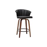 miliboo sgabello da bar design girevole nero e legno scuro h65cm albin