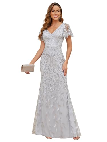 Ruffles Sleeves Mother of The Bride Dresses for Women Sequin Embroidery Mermaid Evening Dress